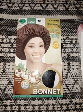 Qfitt Large Black Satin Bonnet